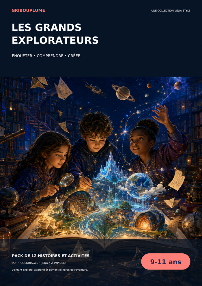 Couverture du Pack GribouPlume 9–11 ans – 10 histoires interactives à colorier